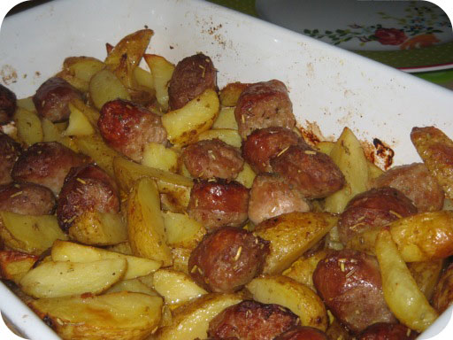 Worstjes en Aardappels uit de oven