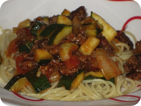 Spaghetti met Courgette en Gehakt