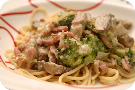 Spaghetti met Broccoli en Champignons