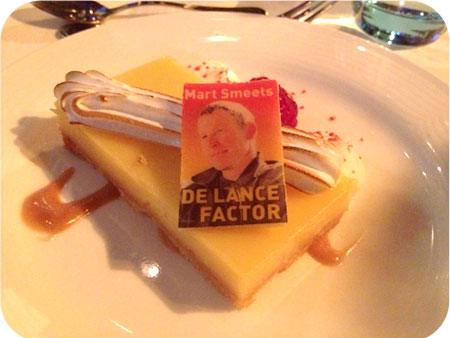 NS Publieksprijs Diner het dessert: 'tarte au citron', citroentaart met merengue, crème van vanille en verse frambozen