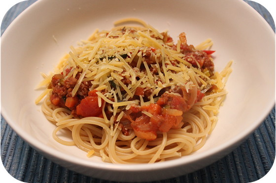 Spaghetti met Groenten en Gehakt