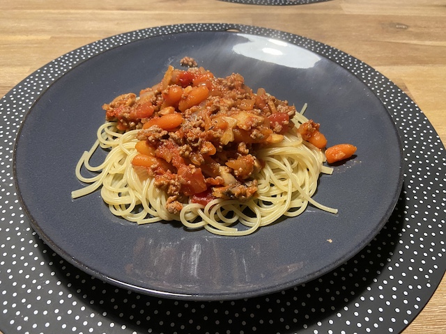 Spaghetti met Gehakt, Worteltjes en Champignons